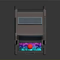 Retro Arcade Machine With Colorful Graphics Neon Screen And Control Panel