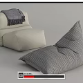 Two Bean Bag Chairs Off White With Gray Blanket And Black White Checkered