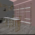 Beauty Salon Interior Design With Pink Chairs White Gold Shelves Green Plants And Beauty Products