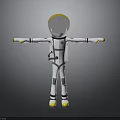 Cartoon Style 3D Astronaut Figure Wearing White Space Suit With Yellow Accents And Black Straps