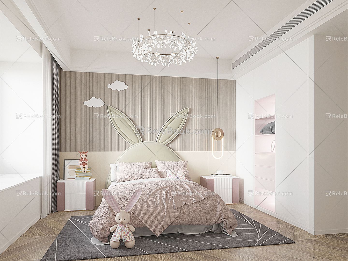 Modern Children's Room Children's Room Bedroom Girls' Room Daughter Room Wardrobe Children's Bed 3d model