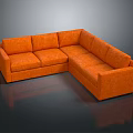 Orange L shaped sofa as modern furniture piece with sleek design