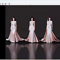 Women Standing In Elegant Satin Mermaid Dresses On Dark Reflective Floor