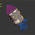 Metallic Spacecraft Module With Detailed Components And External Cables For Space Exploration Missions 3d model