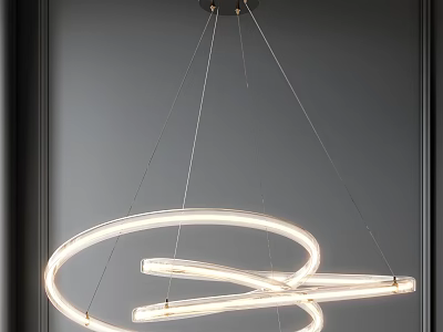 Modern Curved Ring LED Chandelier With Sleek Metal Frame And Bright Illumination 3d model