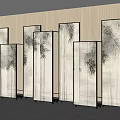 New Chinese Style Partition Screen Partition Wall Screen Wall Partition Combination Zen Screen Decorative Wall 3d model