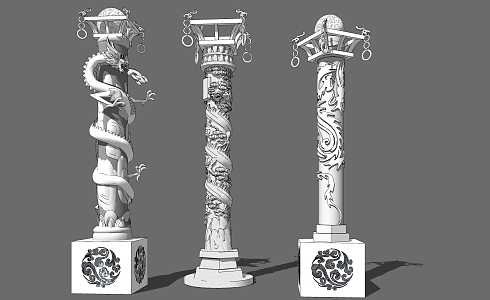 Chinese Pillar Tenglong Pillar Landscape Pillar Ceremonial Sculpture Panlong 3d model