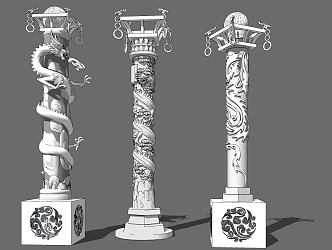 Chinese Pillar Tenglong Pillar Landscape Pillar Ceremonial Sculpture Panlong 3d model