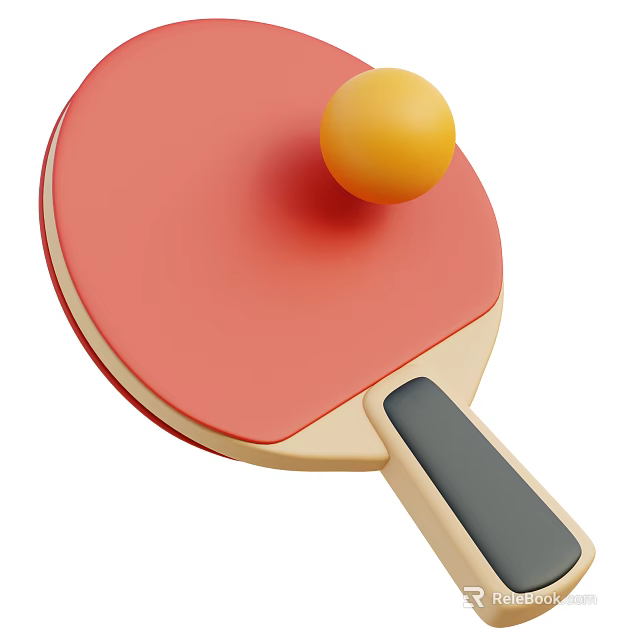 Durable Table Tennis Racket With Yellow Ball As Essential Sports Equipment 3d model 