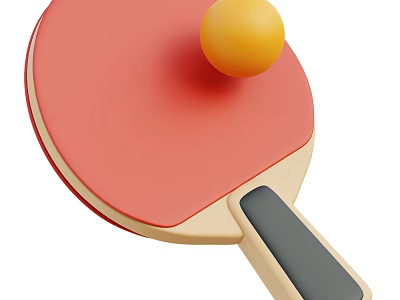 Durable Table Tennis Racket With Yellow Ball As Essential Sports Equipment 3d model