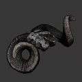 Detailed Ram Skull With Large Curved Horns Isolated On Black Background