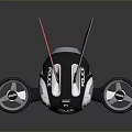 Futuristic Remote Control Racer With Black White Body Red Antennas And Round Propellers
