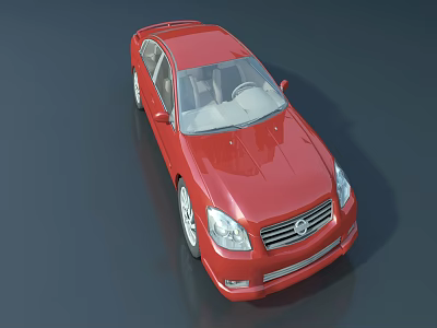 Red Sedan Car With White Interior And Sleek Exterior Design Features 3d model