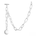 Modern Pendant Light With Green Chain And White Globe For Home Decor