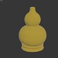 Golden Gourd Shaped Landscape Sculpture With Smooth Metallic Surface And Base