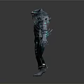 Wolf Headed Mythical Creature With Muscular Build And Blue Glowing Patterns In Torn Pants