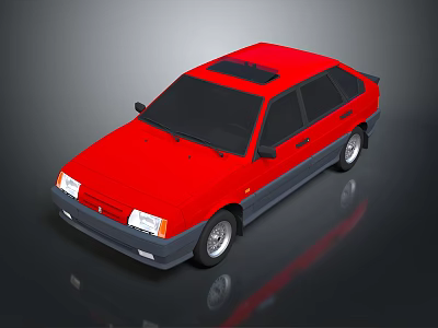 Red Classic Sedan 3D Rendered With Black Roof And Shiny Wheels 3d model