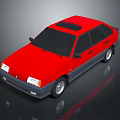 Red Classic Sedan 3D Rendered With Black Roof And Shiny Wheels