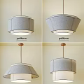 Poliform Modern Pendant Light Featuring Gray Fabric Shade And Metal Frame Showcasing Different Angles 3d model