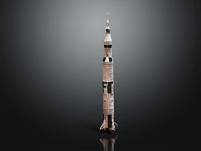Detailed Space Rocket Model With Stages Displayed On Black Background 3d model