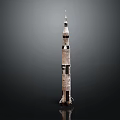 Detailed Space Rocket Model With Stages Displayed On Black Background