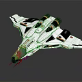 Sleek White Cosmic Spaceship With Modern Design Black Orange Details And Engines