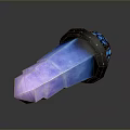 Glowing Crystal Decorative Piece with Blue Purple Hue Black Base and Blue Patterns