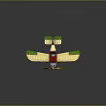 Vintage Biplane With Red Body Cream Wings Green Accents Blue Cockpit And Yellow Propeller
