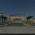 Modern Residential Complex With Illuminated Buildings Pool And Landscaped Gardens