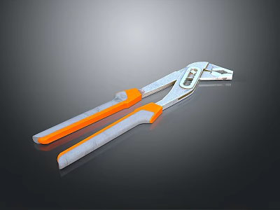 High Quality Hardware Pliers With Orange Gray Ergonomic Handles And Adjustable Jaws 3d model