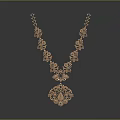 Traditional Floral Design Rose Gold Necklace With Intricate Ornate Pendant Jewelry Piece