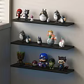 Colorful Decorative Figurine Set with Various Cartoon Anime Characters on Wall Shelves