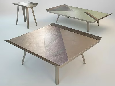 Modern Coffee Table Designs With Geometric Patterns Sturdy Metal Frame And Metallic Finish 3d model