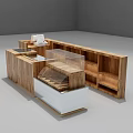 Wooden Retail Display Counter With Glass Showcase And Storage Shelves