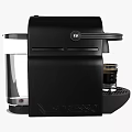 Black NESPRESSO Coffee Machine Making Coffee into Glass Cup Kitchen Appliance