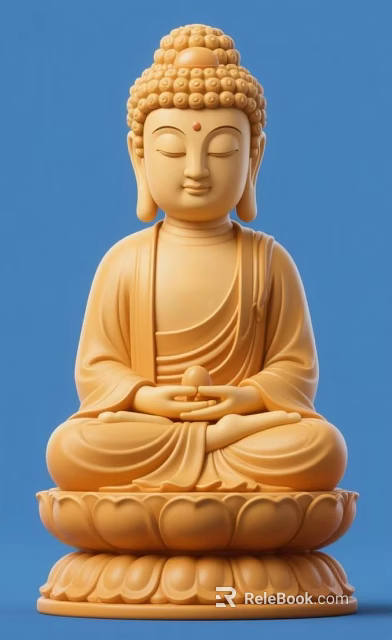 Man Sitting Against Blue Background With Hands Clasped Holding Ball In Palms 3d model 