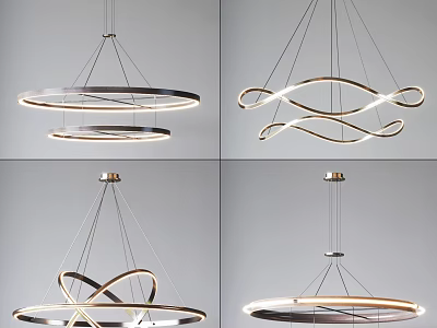 Modern Contemporary Chandeliers with Circular Rings and Curved Geometric Shapes for Interior Lighting Decor 3d model
