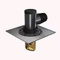 Stainless Steel Floor Drain With Black Connecting Pipe And Square Base