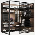 Modern Wardrobe Interior With Hanging Clothes Folded Items Shoes And Bags