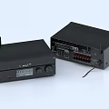 Black HiFi Audio Amplifiers With Front Knobs Display Screen And Rear Connection Ports 3d model