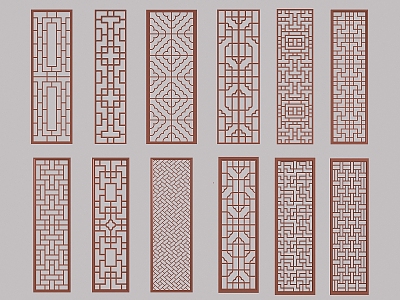 New Chinese-style Hollow-out Lattice Screen Partition Carved Flower 3d model