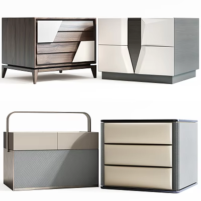Modern Bedside Tables With Drawers And Various Material Finishes For Interior 3d model