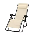 Comfortable Folding Lounge Chair With Metal Frame Canvas Seat And Armrests