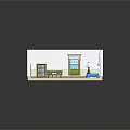 Cartoon Room Interior With Bookshelf Desk Lamp Bed Small Table And Chairs