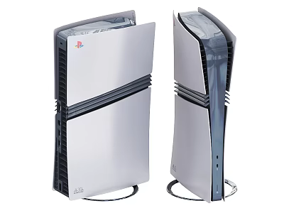 PlayStation Consoles Entertainment Electronics Featuring Silver Black Design And Transparent Panel 3d model