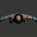 Bald Headed Bearded Tattooed Shirtless Warrior Game Movie Character With Blue Accent Pants And Armor