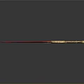 Decorative Golden Weapon With Red Ribbon Dragon Head And Circular Ornament Design