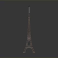 Detailed Eiffel Tower Model With Metallic Structure And Sharp Tower Spire