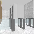 Modern Elevator Lobby Interior With Marble Walls Glass Railings And Floor Tiles