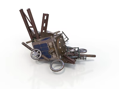 Vintage Industrial Mechanical Equipment With Metal Frame Wheels Gears And Brackets 3d model